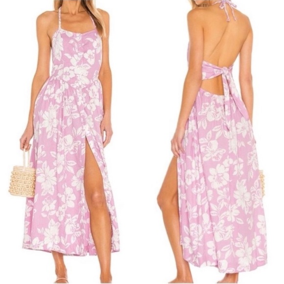Free People Perfect pink floral halter open back Sundress NWOT - Picture 1 of 3